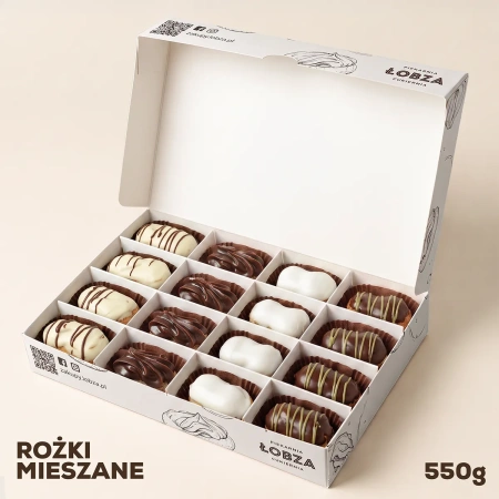 Mix rożków w czekoladzie, 550 g, w ozdobnym pudełku